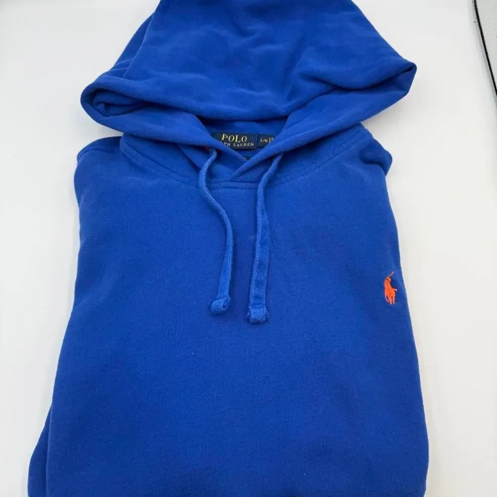 Polo Ralph Lauren blue with orange hoodie Tagged large fits like a small/medium